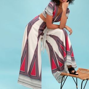 NWT Lulus Geo Grande Wide Leg Pants Set